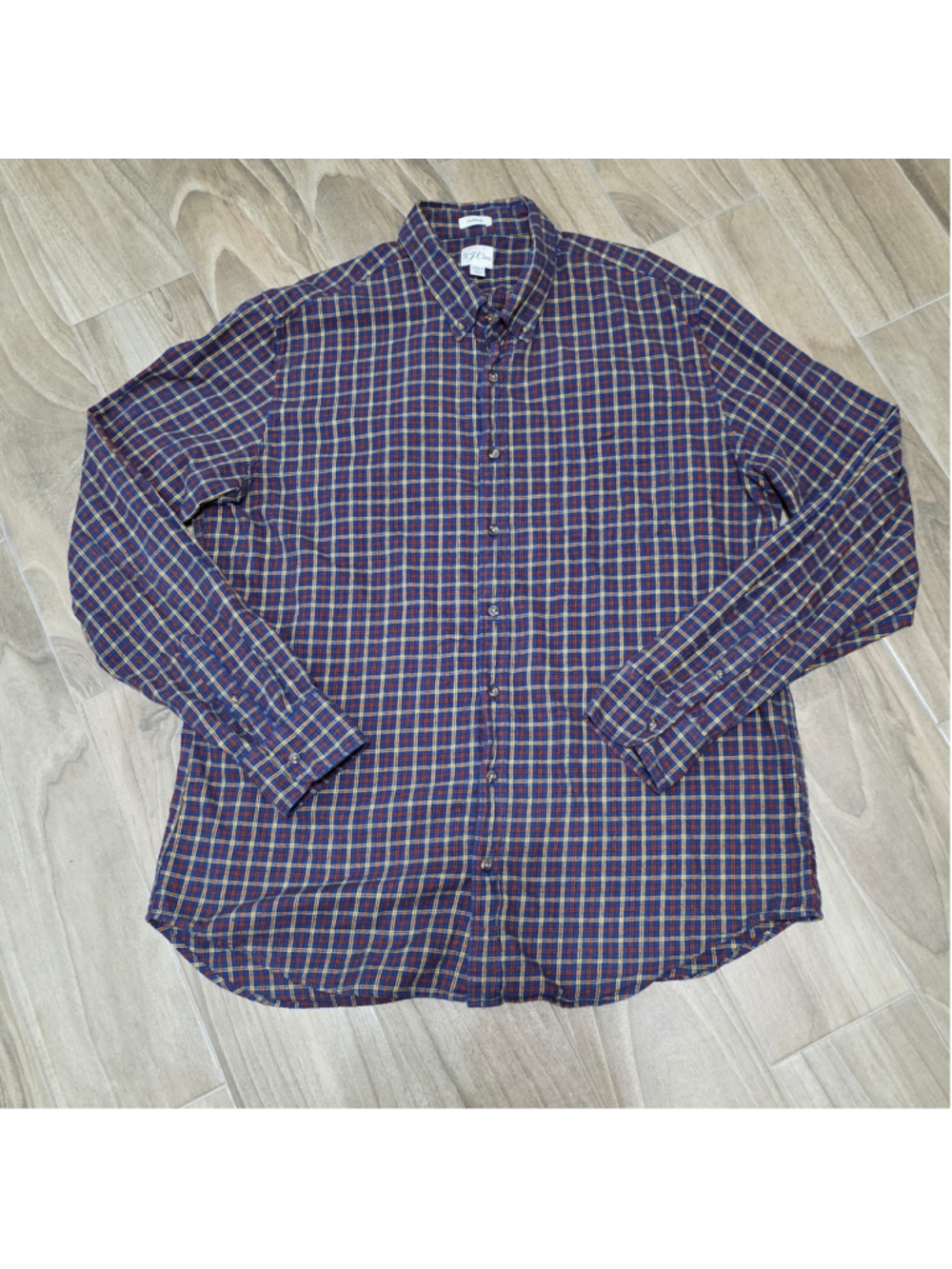 J.Crew Men's XXLT 2XL Tall Brushed Twill Plaid Long Sleeve Button Down Shirt